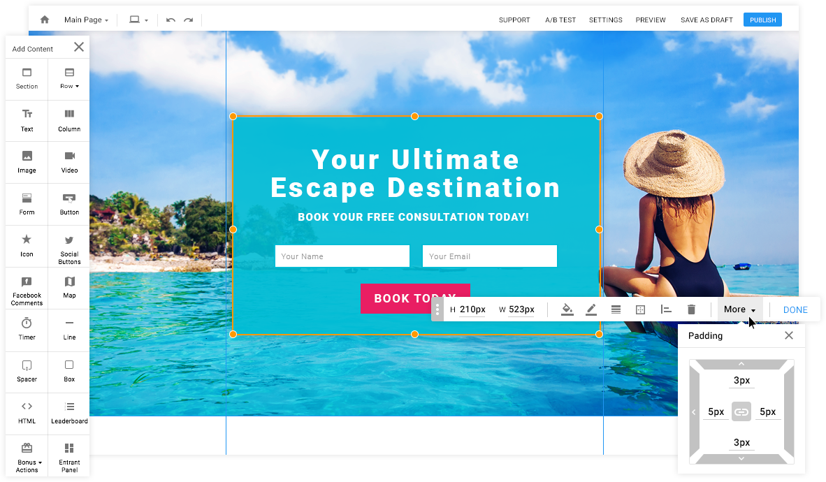 Website Redesign - Imagery: Landing Page Editor