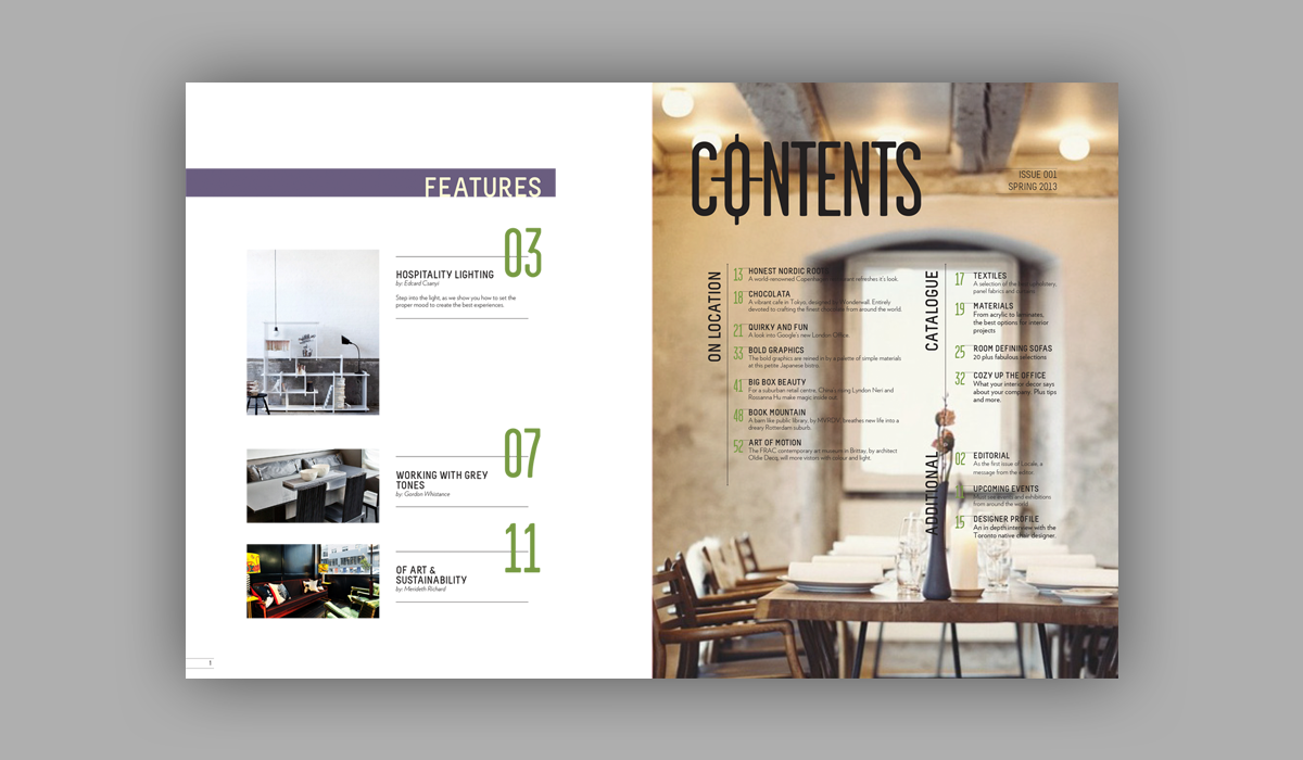 Locale - Editorial Magazine Table of Contents Spread