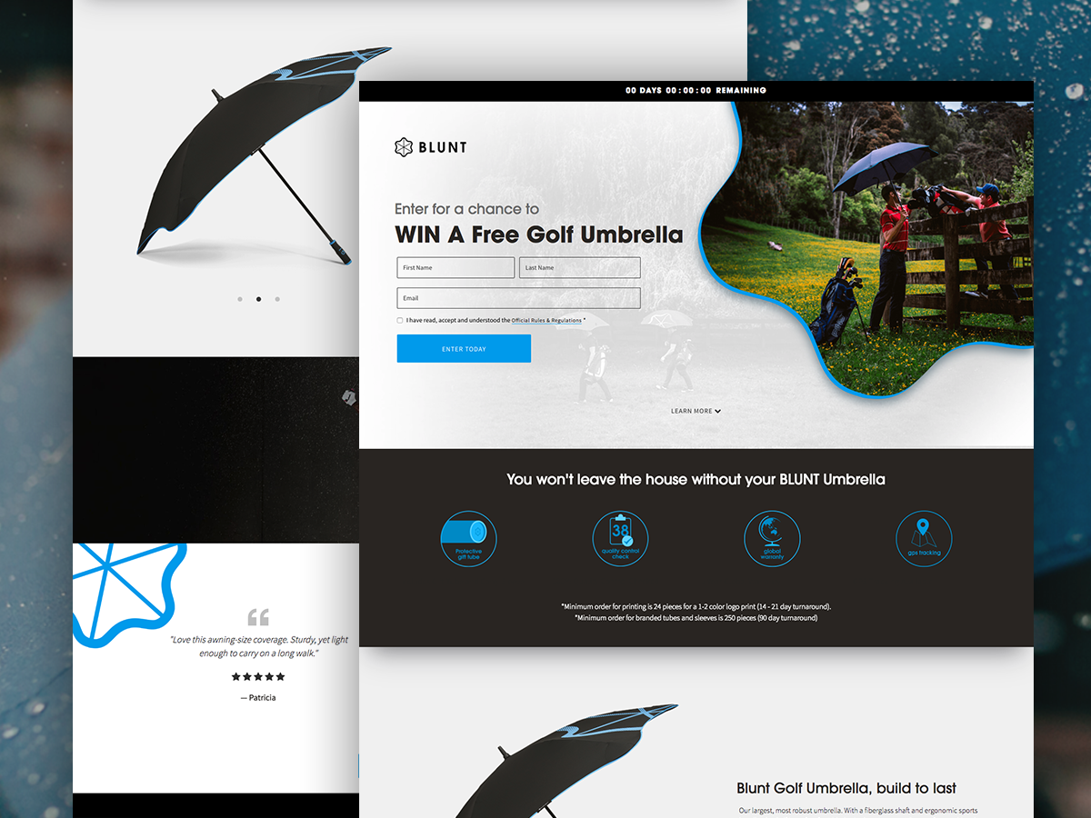 BLUNT Umbrellas Contest Landing Page