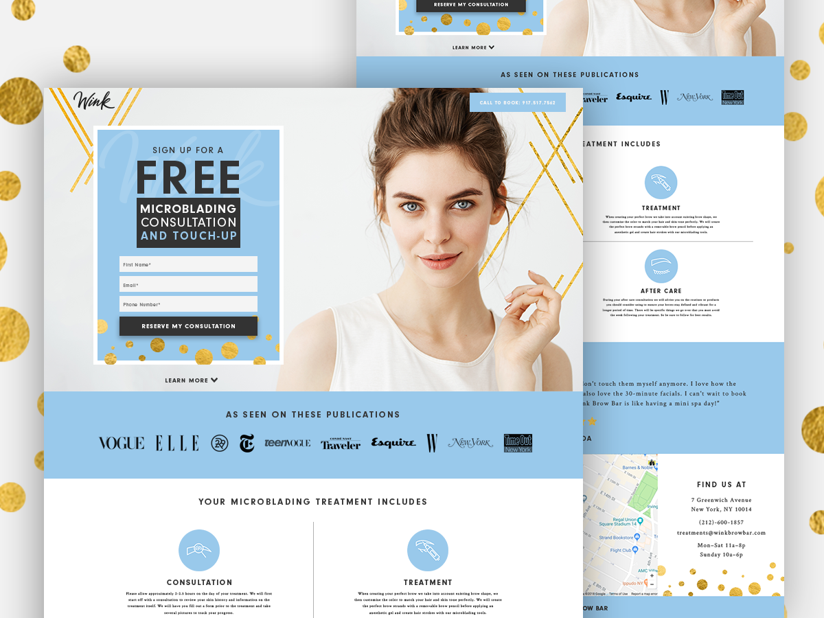 Wink Brow Bar Landing Page